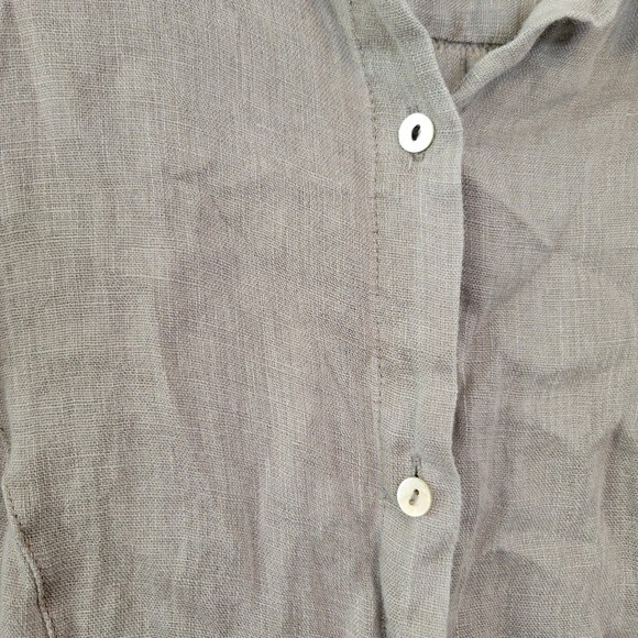 Artisan NY 100% Linen Gray Peplum Ruffle Hem Button Up Top Size Large lagenlook - Picture 5 of 6